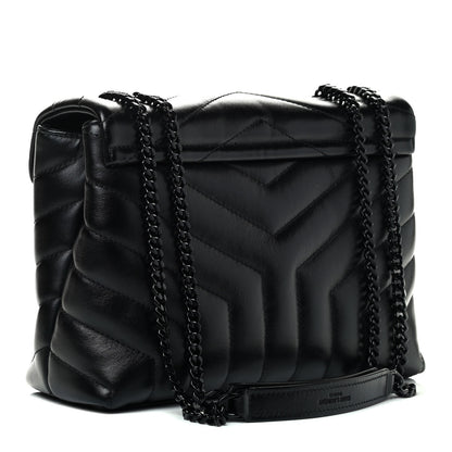 Saint Laurent Calfskin Y Quilted Monogram Small Loulou Chain Satchel Black 2 of 4