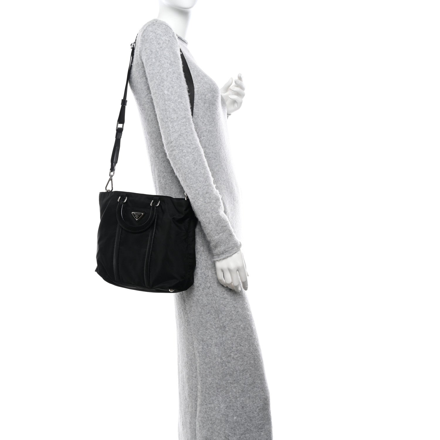 Prada Tessuto Nylon Saffiano Tote Black 2 of 9