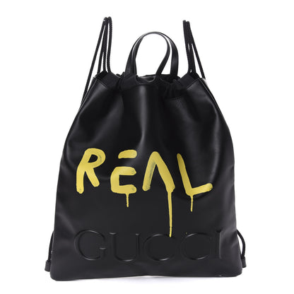 Gucci Calfskin Small GucciGhost Drawstring Backpack Black 1 of 10