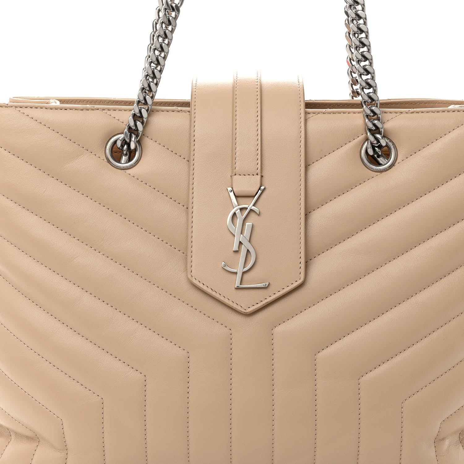 Saint Laurent Calfskin Y Quilted Monogram Large Loulou Shopper Nude Powder 8 of 10