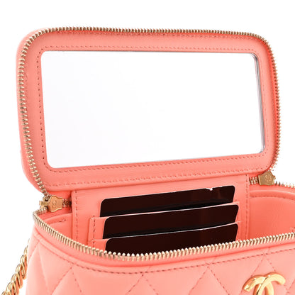 Chanel Lambskin Resin Quilted Vanity Case With Chain Pink 11 of 12