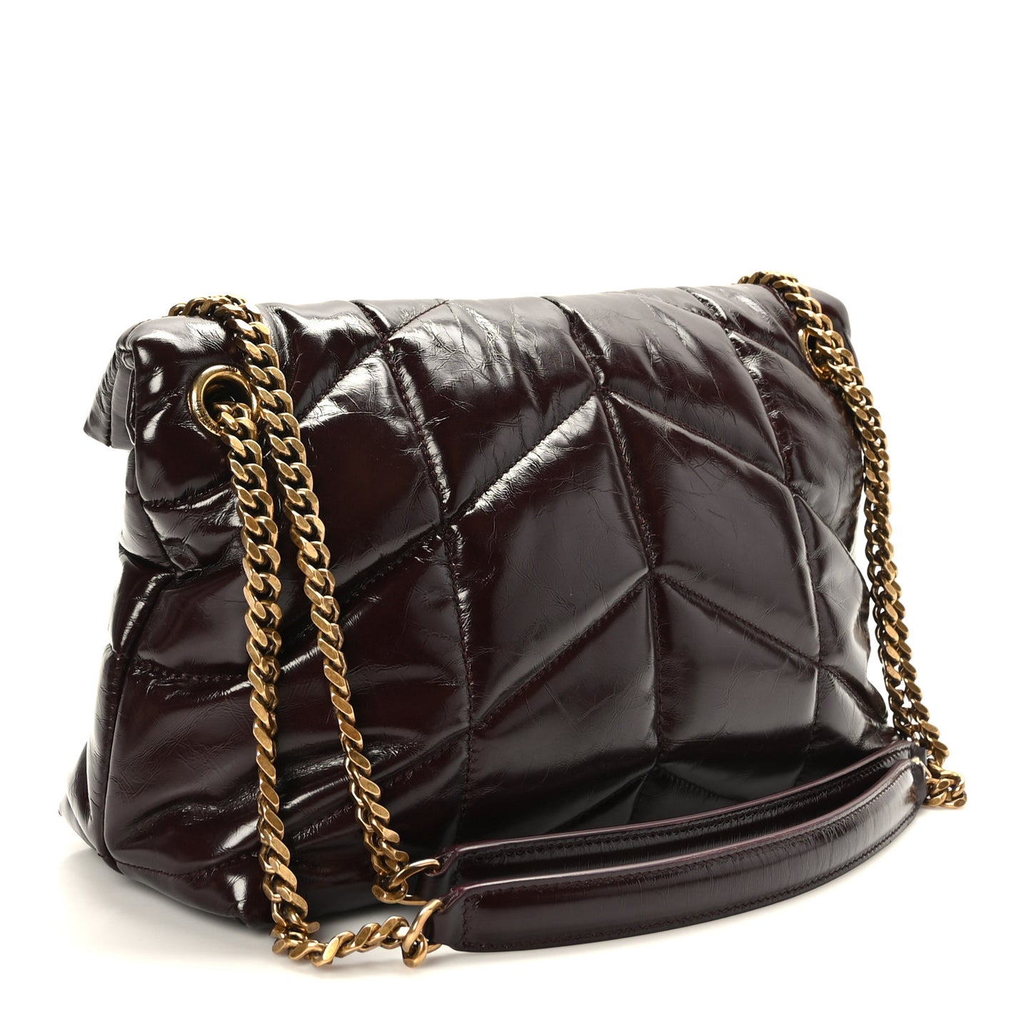 Patent Quilted Small Loulou Puffer Monogram Chain Satchel Barolo