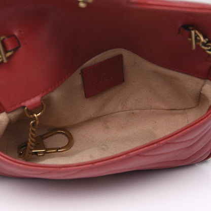 Gucci Calfskin Matelasse Super Mini GG Marmont Shoulder Bag Hibiscus Red 4 of 10