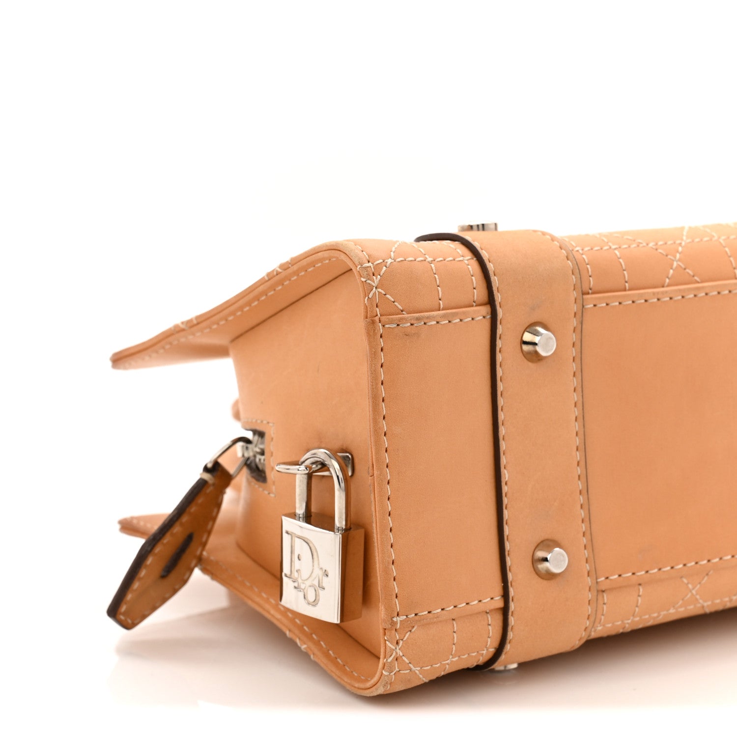 Christian Dior Calfskin Cannage Stitched Small East West Lady Dior Camel 10 of 11