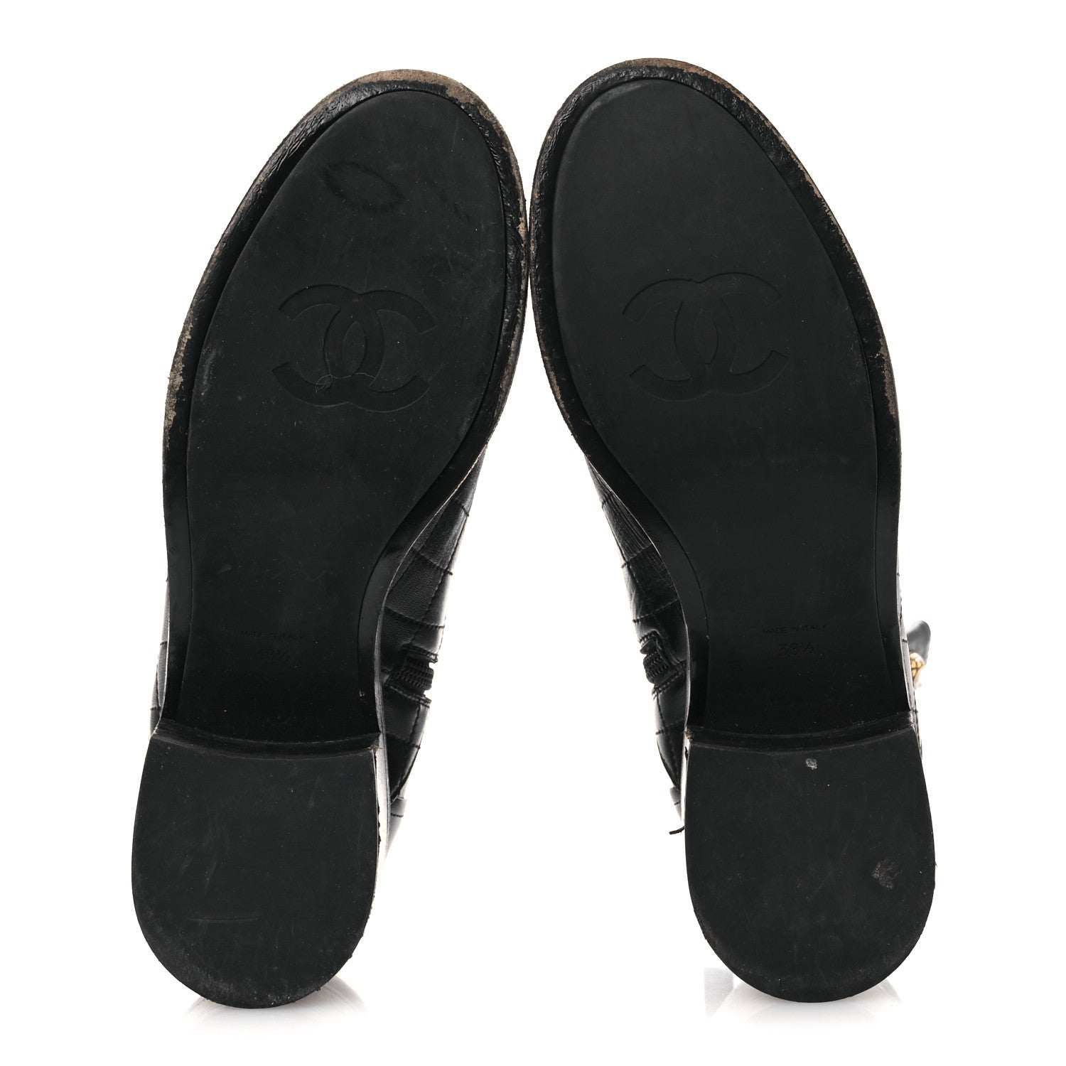 Chanel Lambskin Pearl Short Boots 38.5 Black 7 of 13
