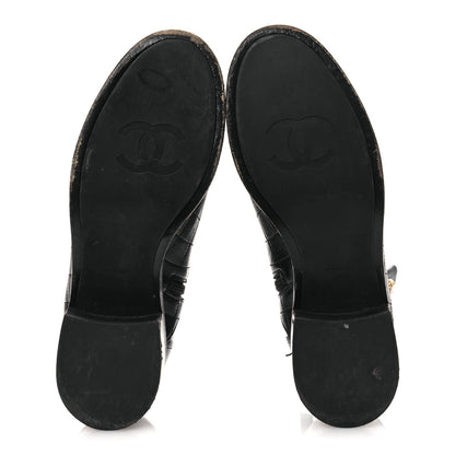Chanel Lambskin Pearl Short Boots 38.5 Black 7 of 13