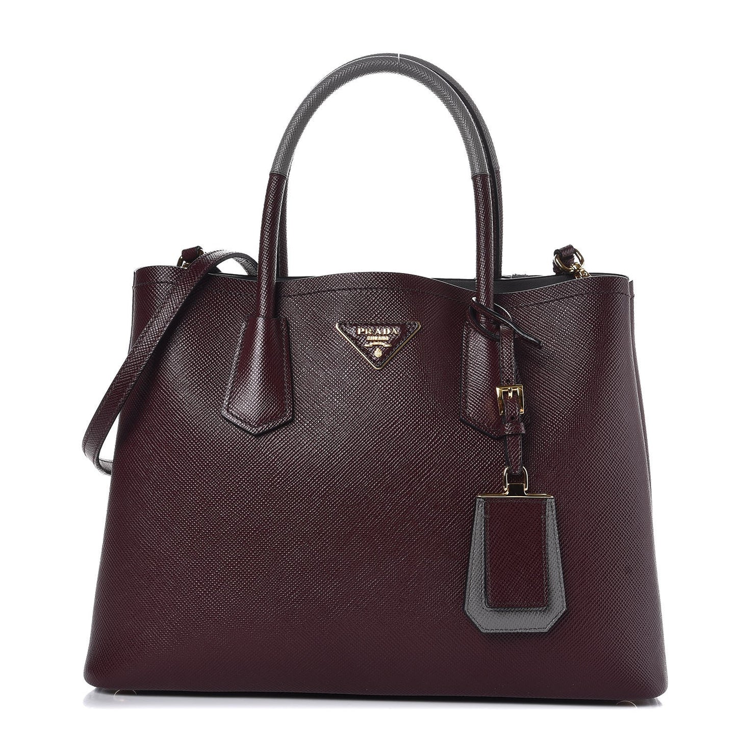 Saffiano Cuir Small Bi-Color Double Bag Granato Marmo