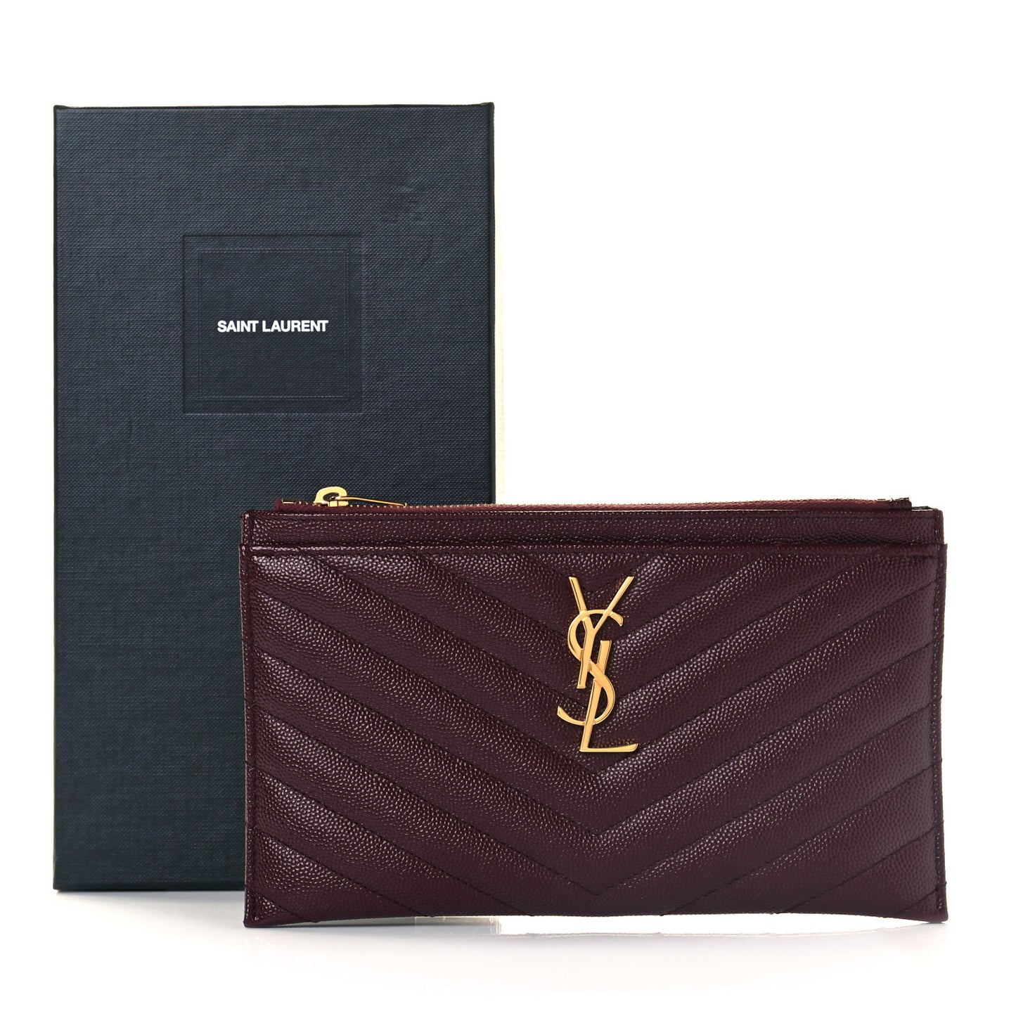 Grain De Poudre Matelasse Chevron Monogram Bill Pouch Rouge Legion