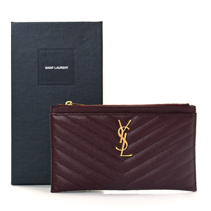 Saint Laurent Grain De Poudre Matelasse Chevron Monogram Bill Pouch Rouge Legion 9 of 9