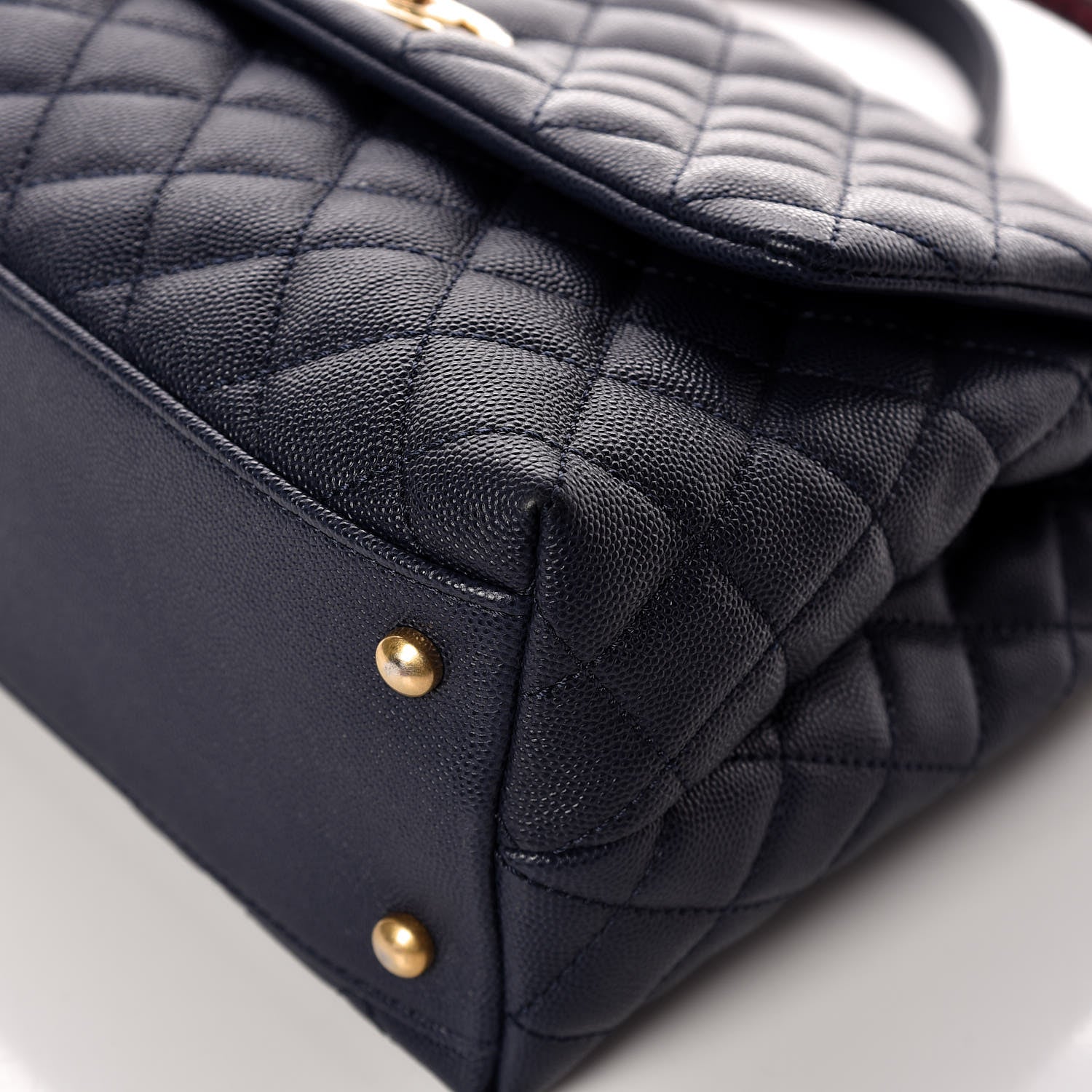 Chanel Caviar Elaphe Quilted Small Coco Handle Flap Navy 13 of 16
