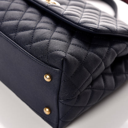 Chanel Caviar Elaphe Quilted Small Coco Handle Flap Navy 13 of 16