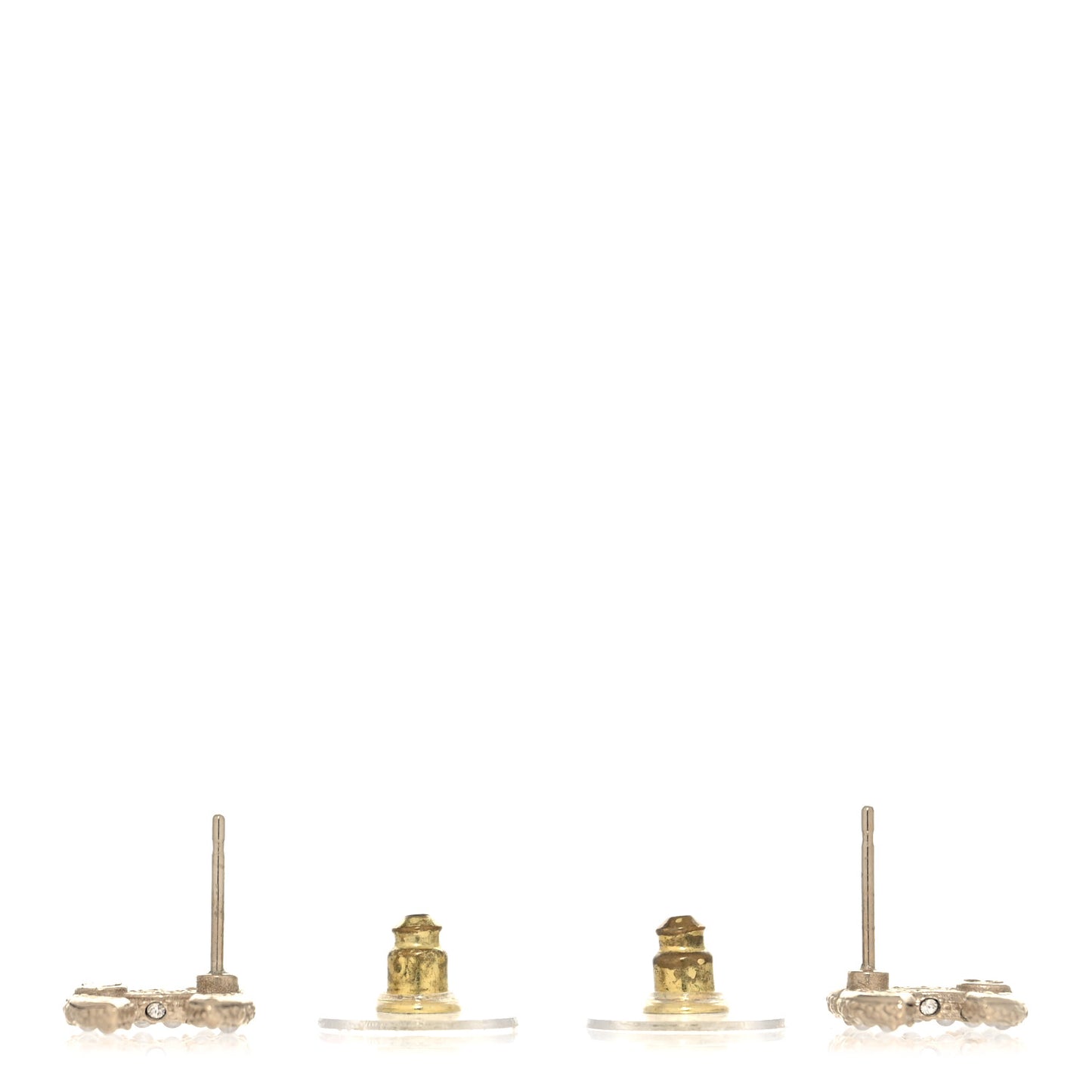 Metal Graduated Pearl Crystal CC Earrings Light Gold