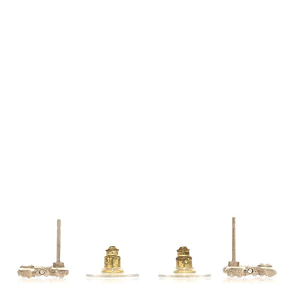 Chanel Metal Graduated Pearl Crystal CC Earrings Light Gold 3 of 5