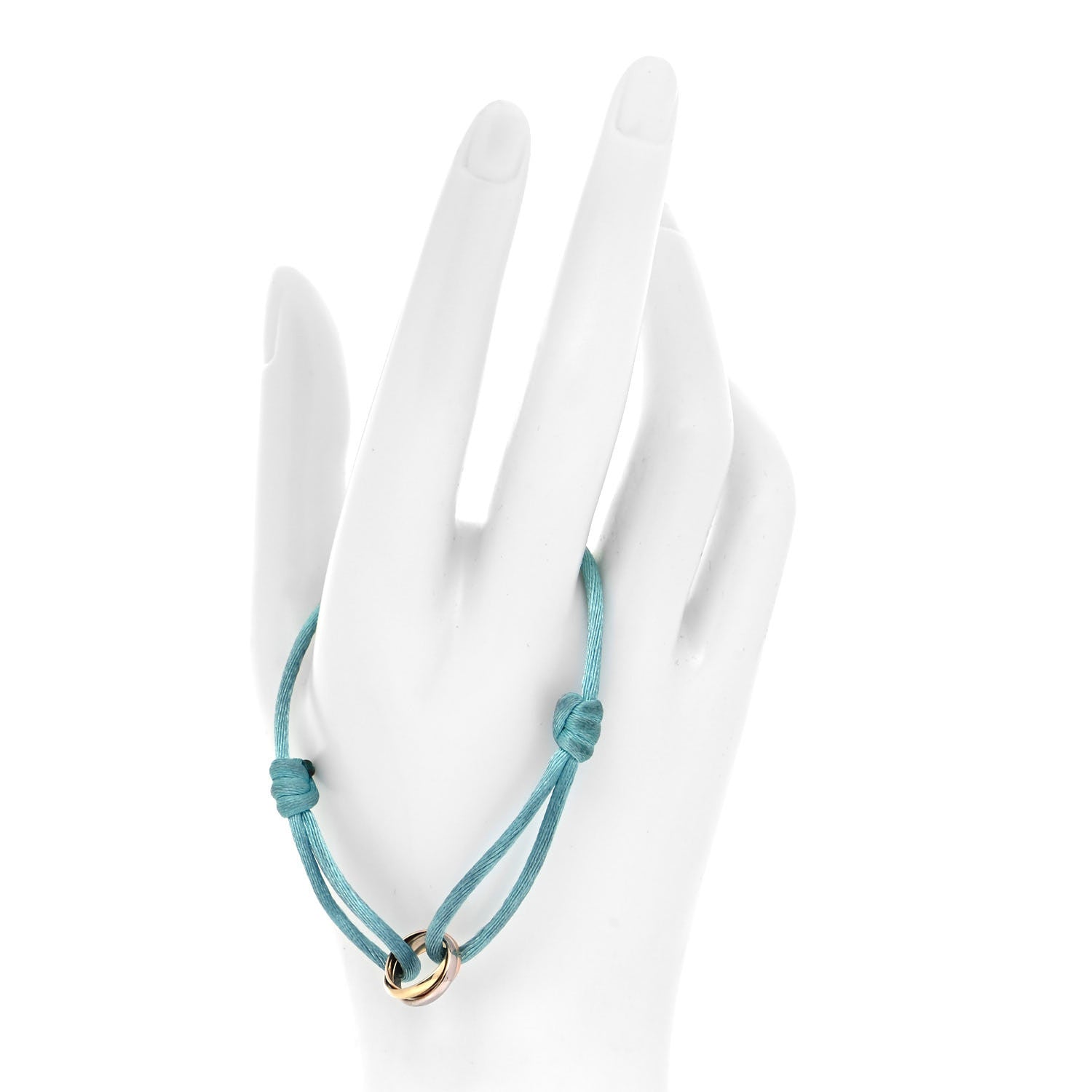 Cartier 18K Pink Yellow White Gold Trinity Adjustable Cord Bracelet Sky Blue 2 of 7