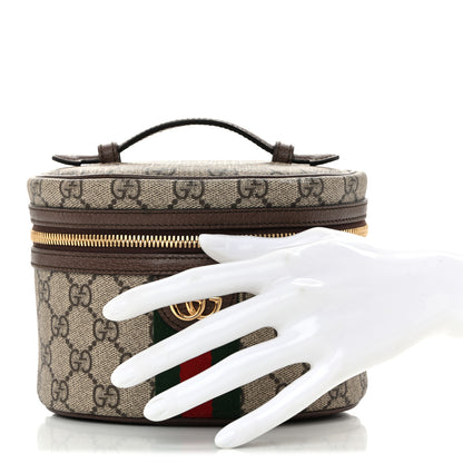 Gucci GG Supreme Monogram Textured Calfskin Web Ophidia Vanity Cosmetic Case Beige Ebony New Acero 2 of 10