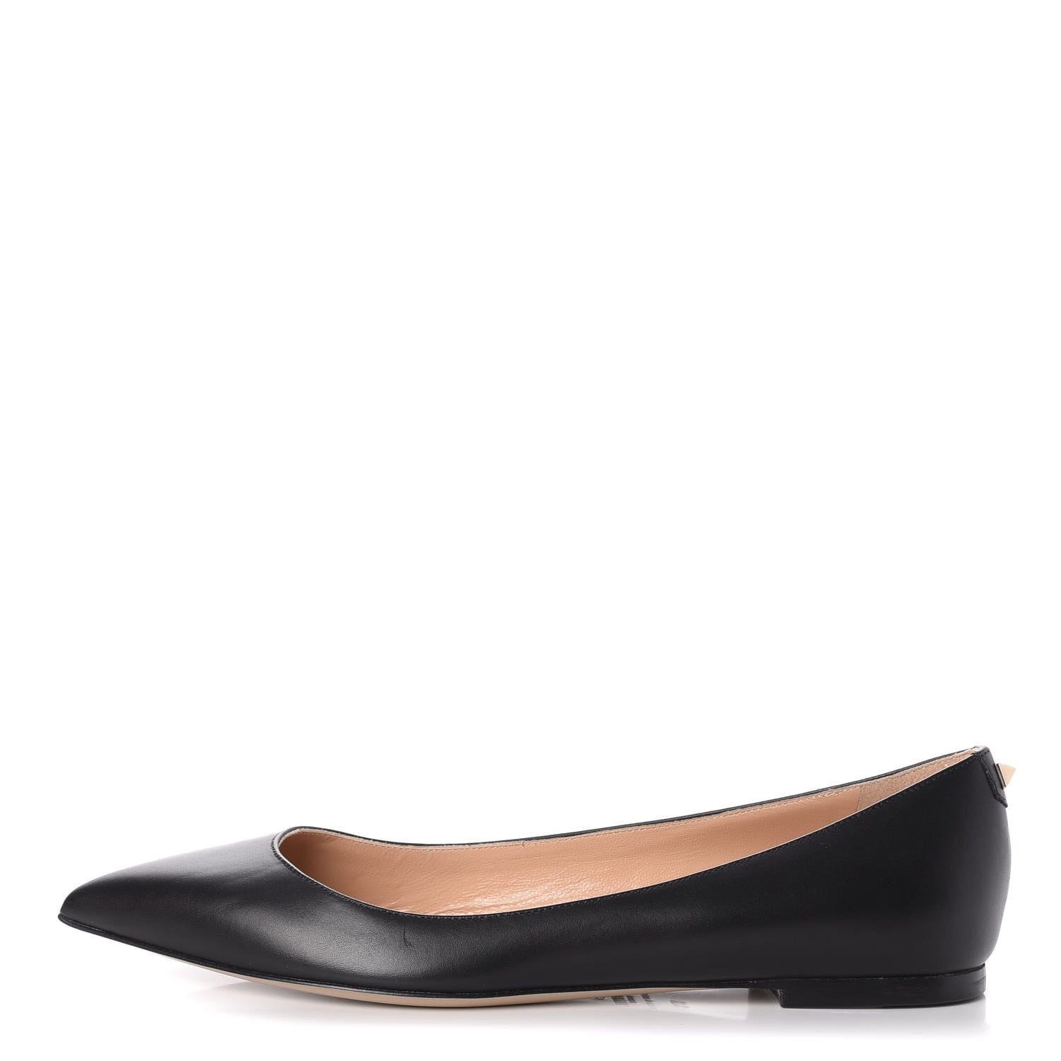Valentino Garavani Nappa Rockstud Pointy Toe Ballerina Flats 37.5 Black 1 of 9