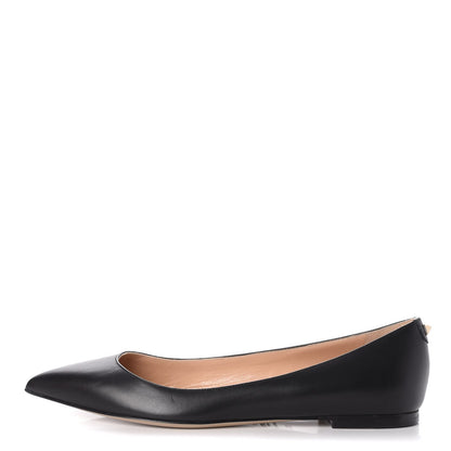 Valentino Garavani Nappa Rockstud Pointy Toe Ballerina Flats 37.5 Black 1 of 9