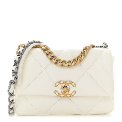 Chanel Goatskin Quilted Medium Chanel 19 Flap White 1 of 12