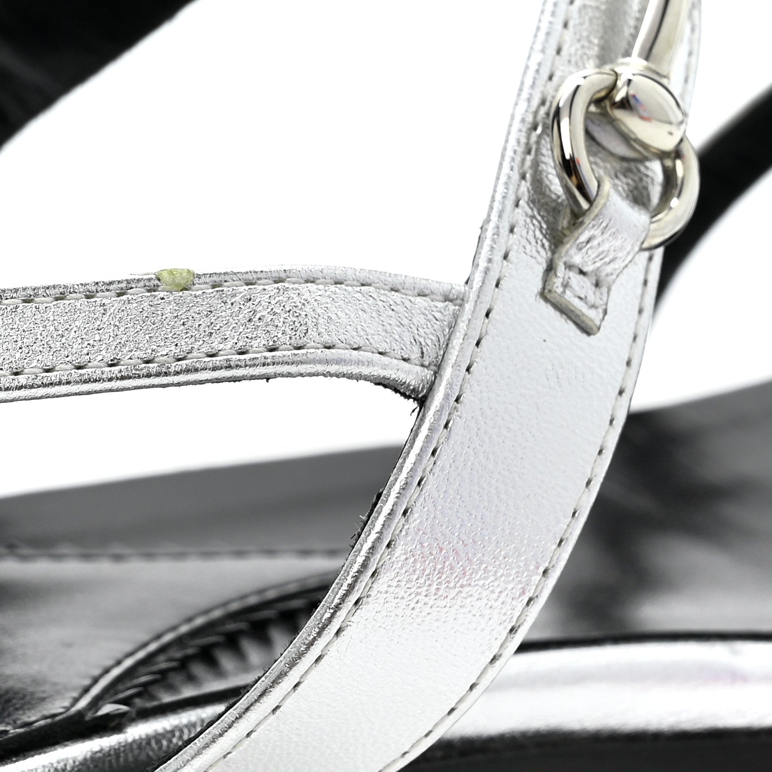 Gucci Metallic Calfskin Horsebit Divine Slingback Sandals 38 Silver 13 of 13
