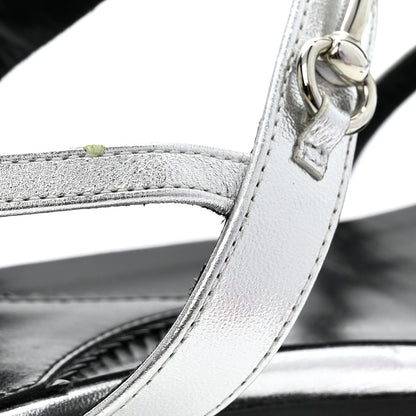 Gucci Metallic Calfskin Horsebit Divine Slingback Sandals 38 Silver 13 of 13