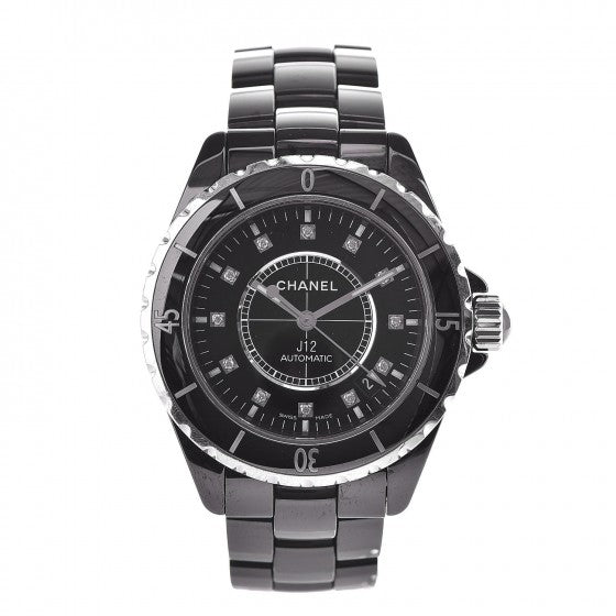 Stainless Steel Ceramic Diamond 38mm J12 Automatic Watch Black