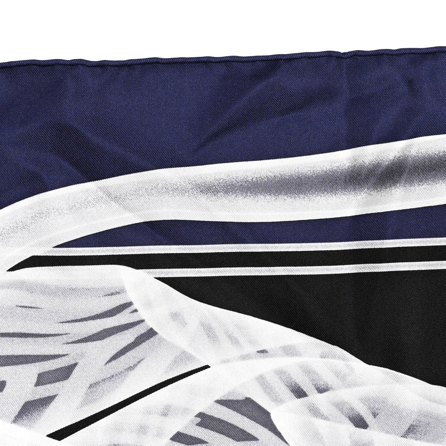 Hermes Silk Please Check In Scarf 90 Marine Black White 6 of 7