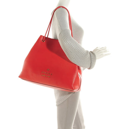 Gucci Calfskin Large Gifford Braided Handle Tote Red 2 of 7