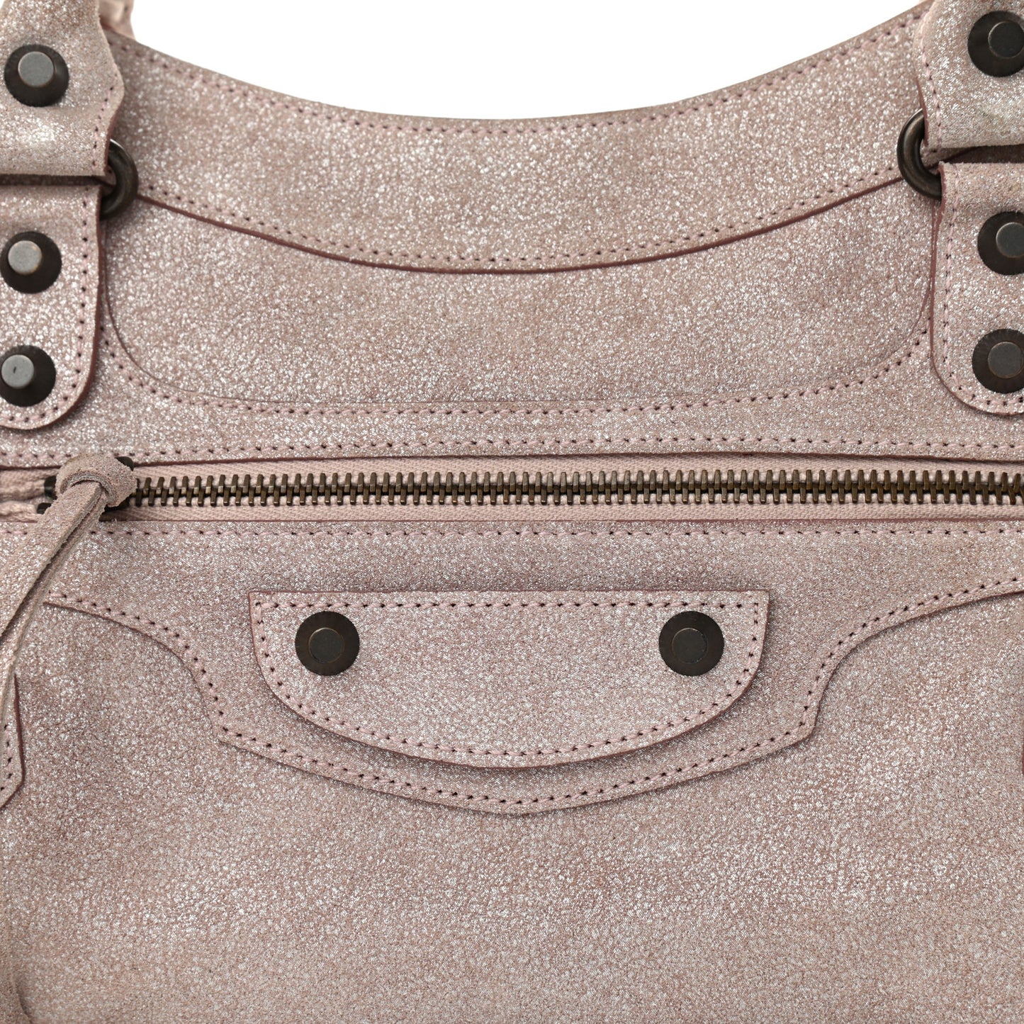 Metallic Craquele Calfskin Suede Classic Hardware First Old Rose