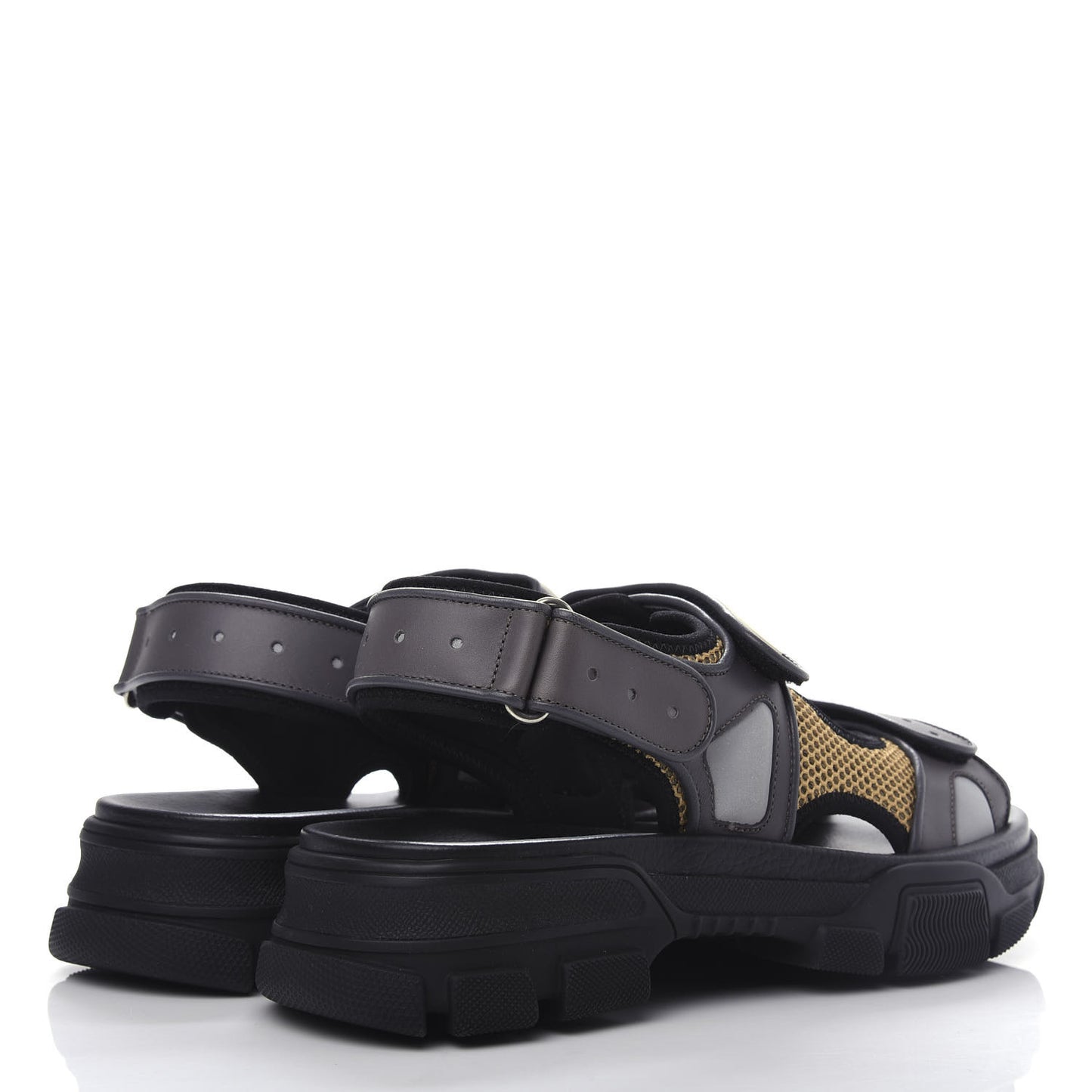 X SEGA Nappa Mesh Mens Aguru Sandals 8 Loess Black