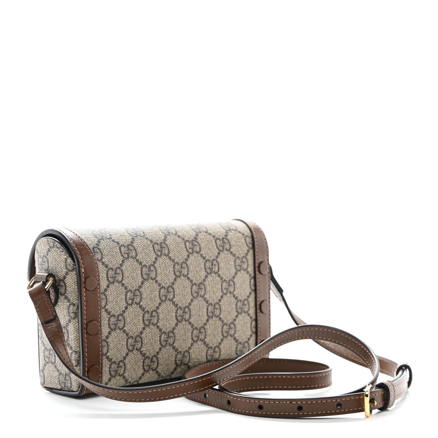 GG Supreme Monogram Mini Horsebit 1955 Shoulder Bag Beige Brown Sugar