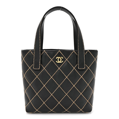 Chanel Calfskin Wild Stitch Tote Black 1 of 14