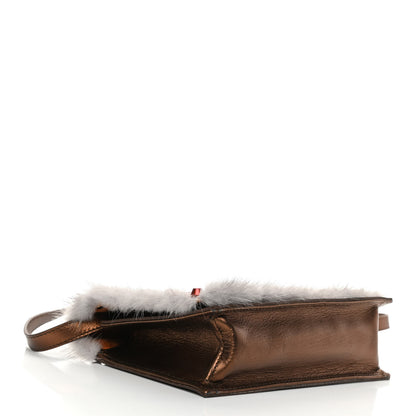 Fendi Metallic Calfskin Lame Mink Studded Daisy Clutch Multicolor 4 of 10
