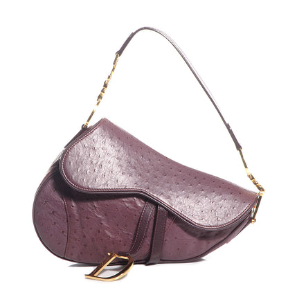 Christian Dior Ostrich Saddle Bag Purple 1 of 10