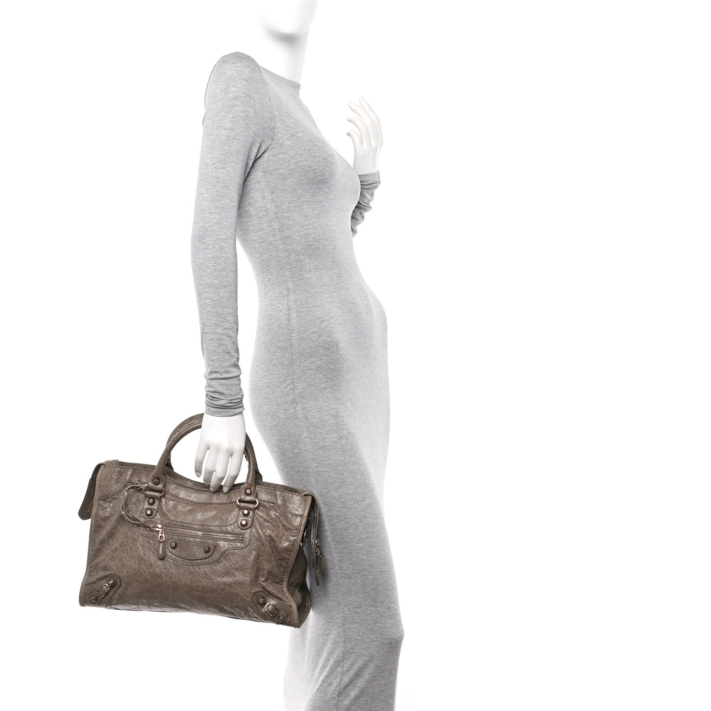 Agneau Giant 12 Rose Gold Hardware City Gris Poivre