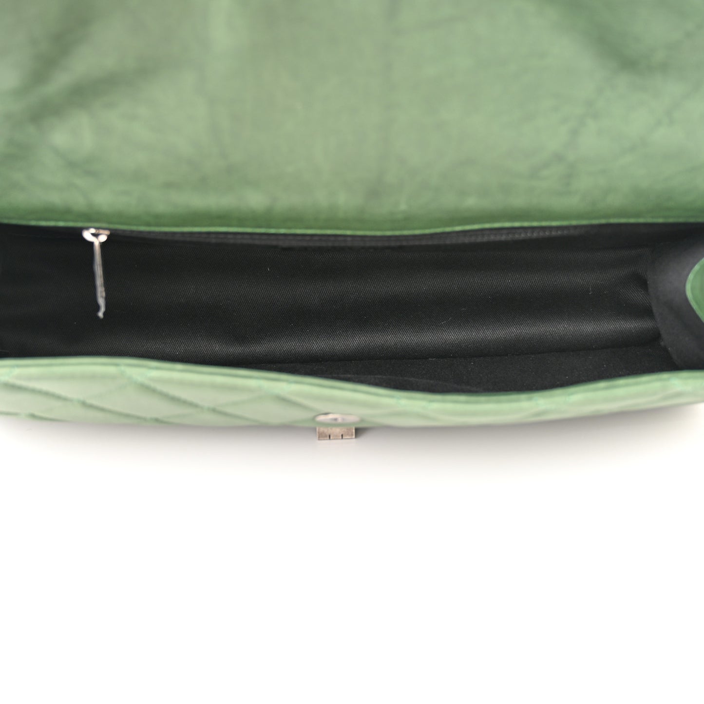 Washed Lambskin Quilted Maxi Take Away Flap Green