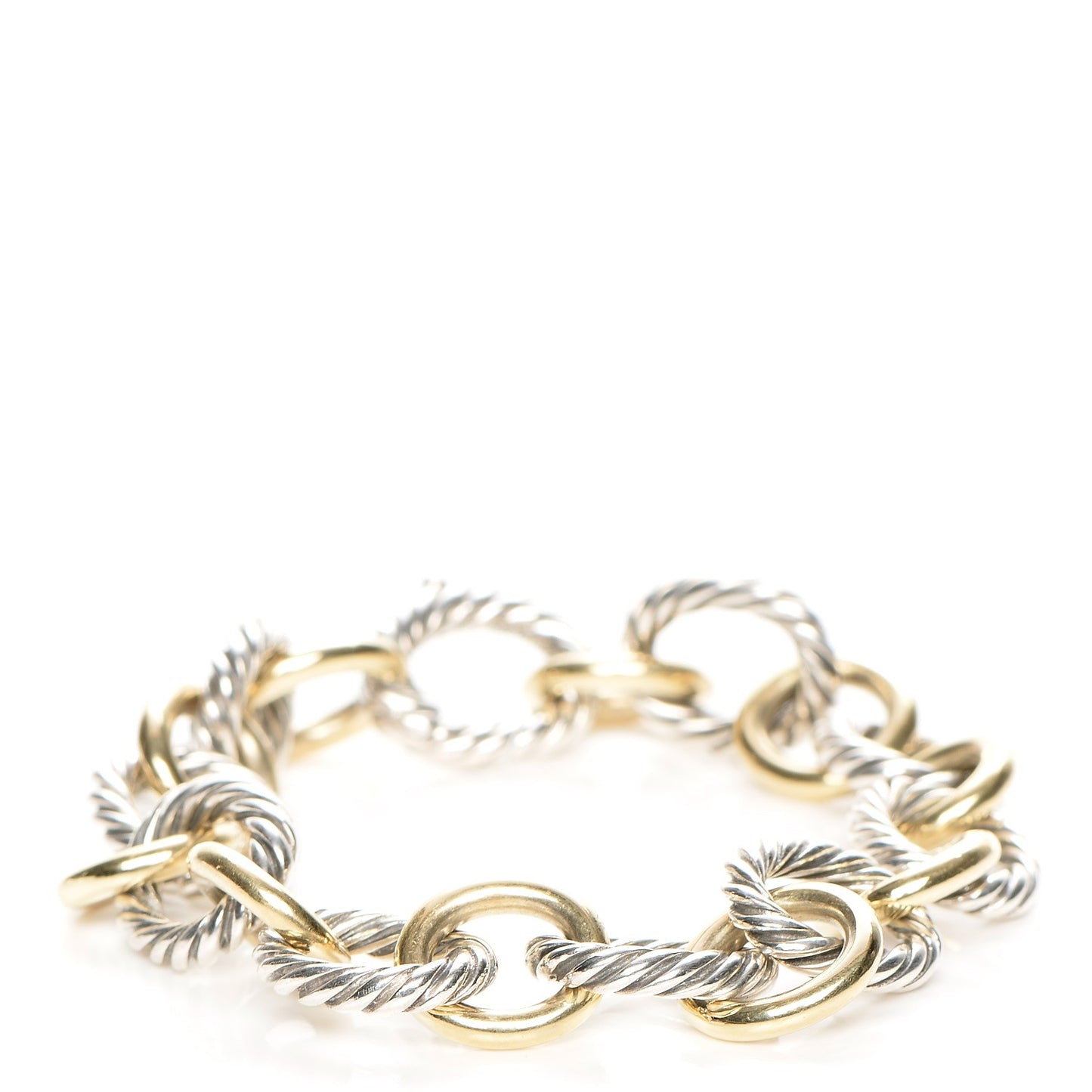 Sterling Silver 18K Yellow Gold 12mm Large Oval Link Bracelet