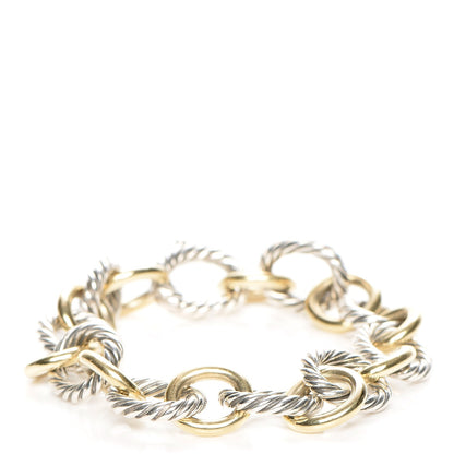 David Yurman Sterling Silver 18K Yellow Gold 12mm Large Oval Link Bracelet 1 of 5