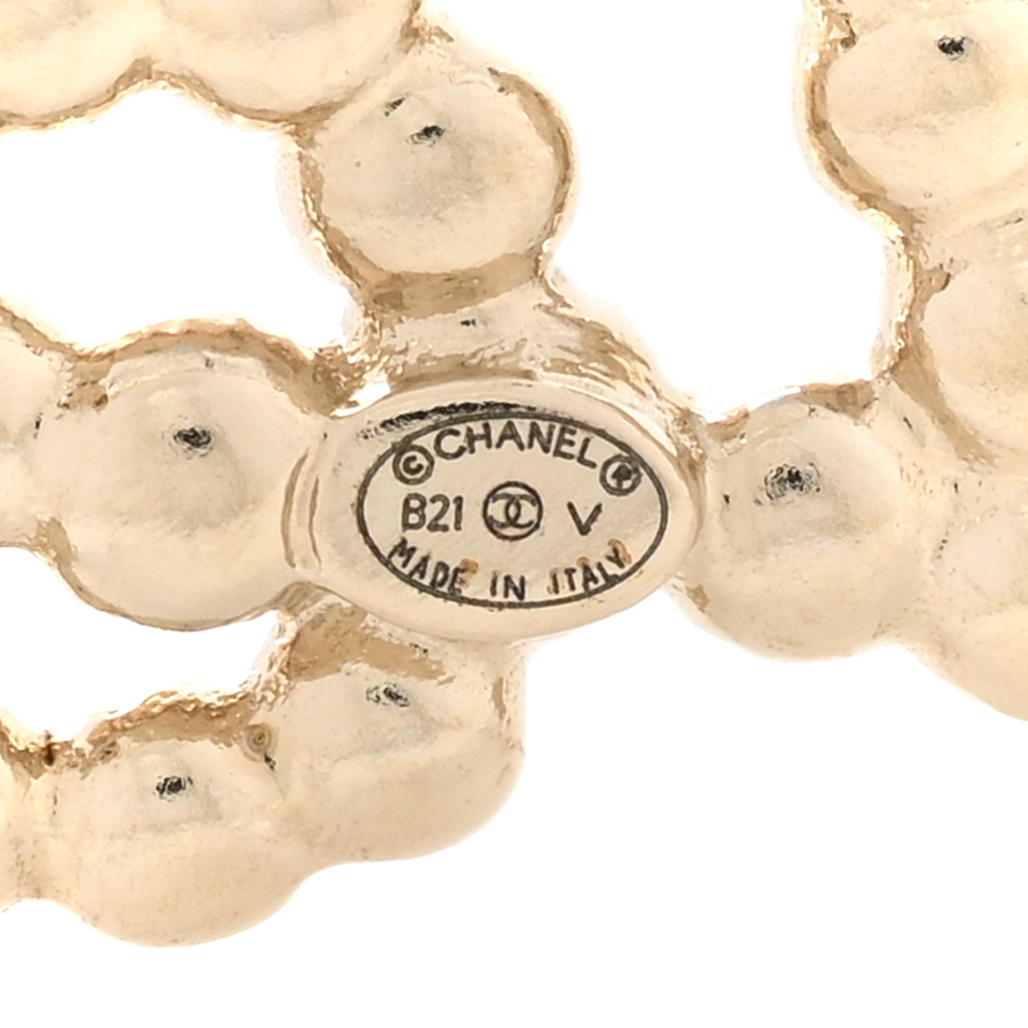 Chanel Crystal Pearl Logo Brooch Gold 4 of 5