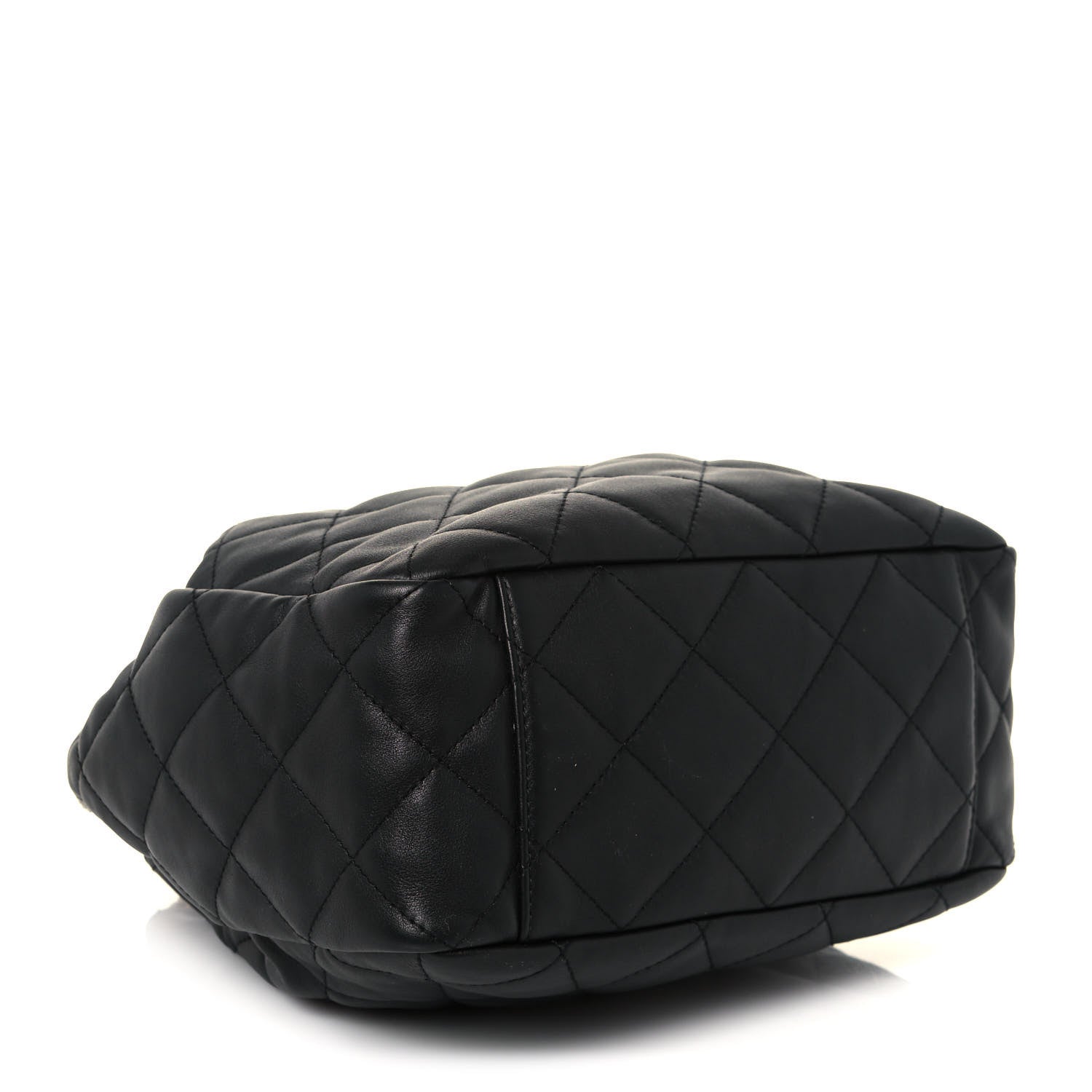 Chanel Lambskin Quilted Chain Drawstring Bag Black 4 of 12