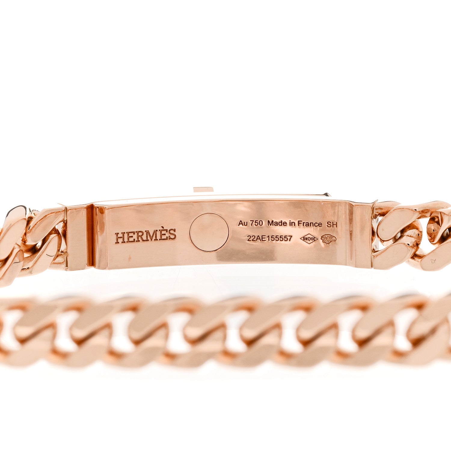 Hermes 18K Rose Gold Diamond PM Kelly Chaine Bracelet SH 3 of 3