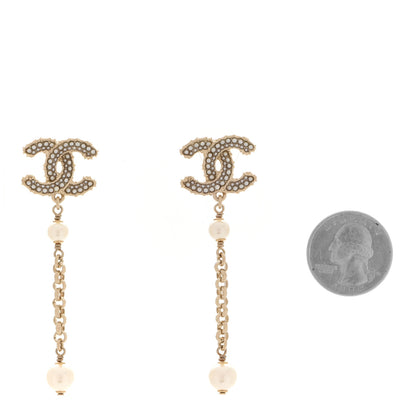 Chanel CC Pearl Drop Earrings Gold 2 of 5