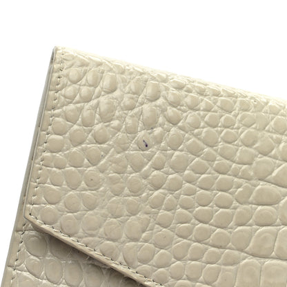 Saint Laurent Calfskin Crocodile Embossed Uptown Monogram Clutch Porcellana 7 of 7
