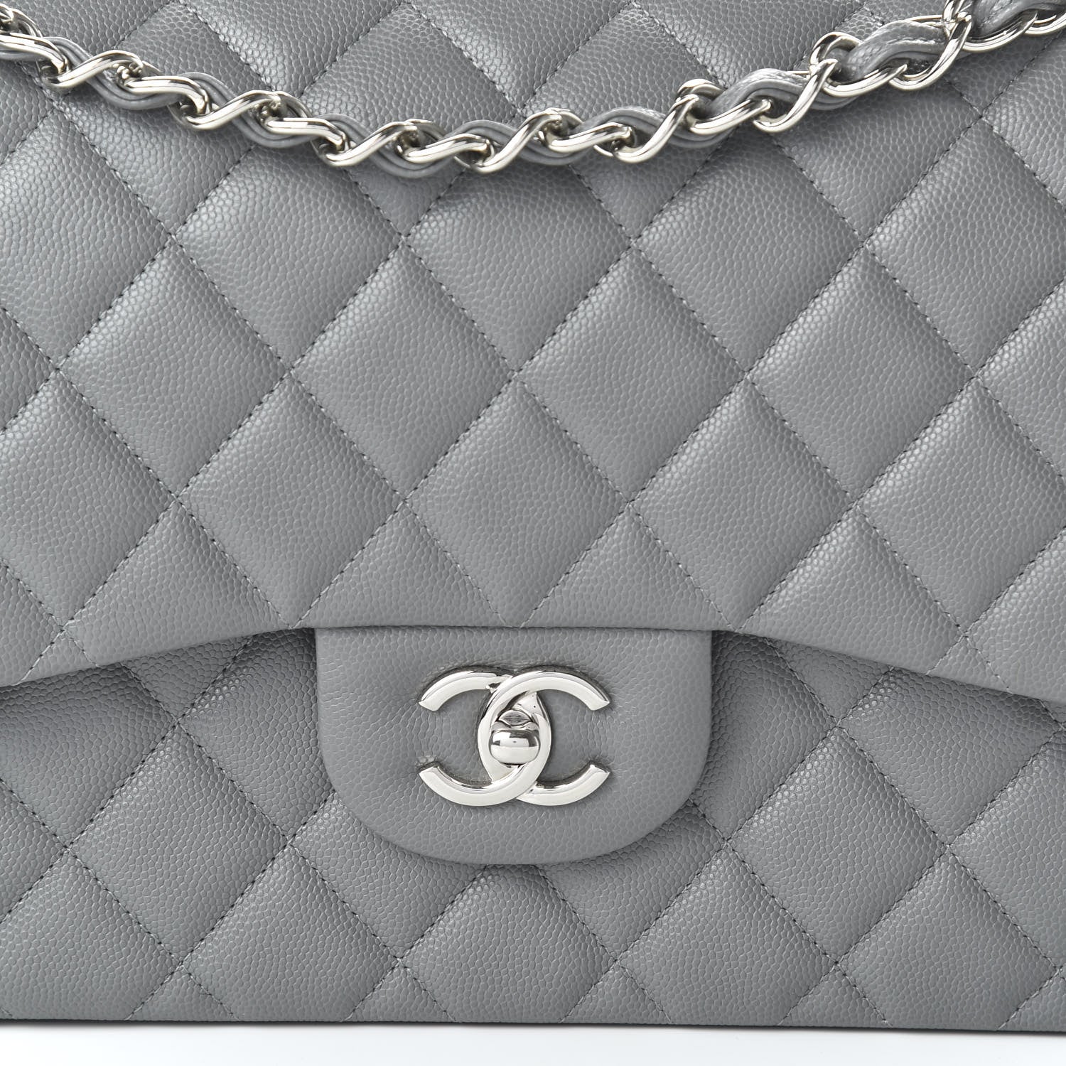Chanel Caviar Quilted Jumbo Double Flap Dark Grey 10 of 11