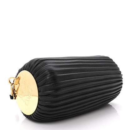 Loewe Lambskin Pleated Bracelet Pouch Shoulder Bag Black 4 of 8