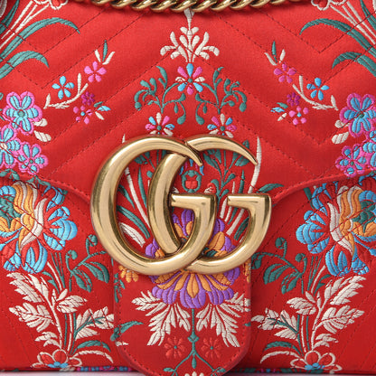 Gucci Jacquard Matelasse Floral Medium GG Marmont Shoulder Bag Red 14 of 17