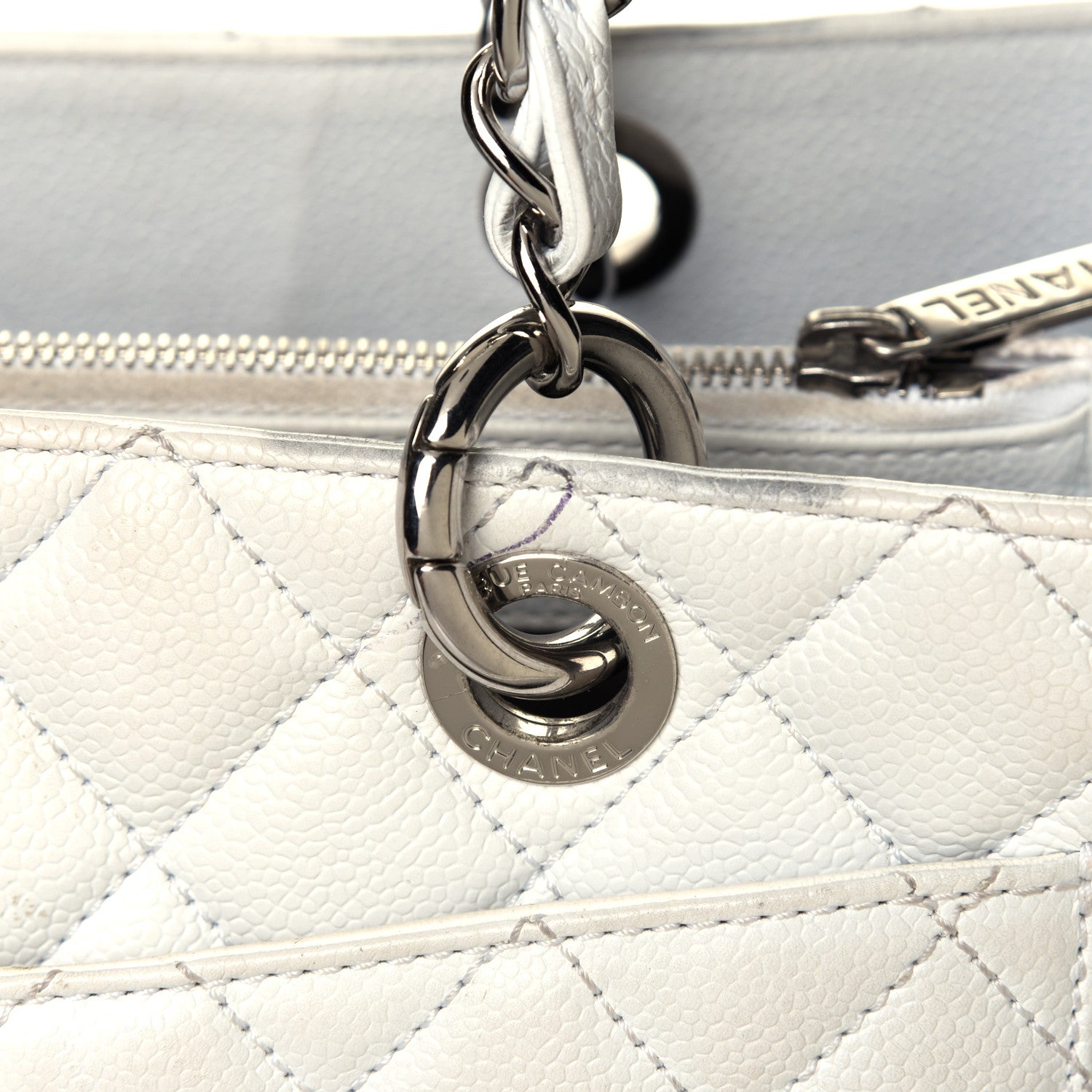 Chanel Caviar Quilted Grand Shopping Tote GST White 8 of 11