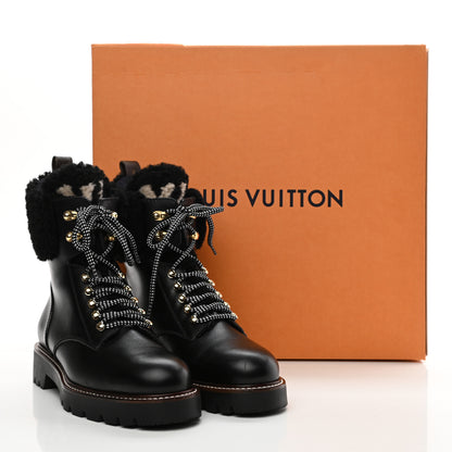 Louis Vuitton Calfskin Shearling Territory Ranger Combat Boots 40 Black 9 of 9
