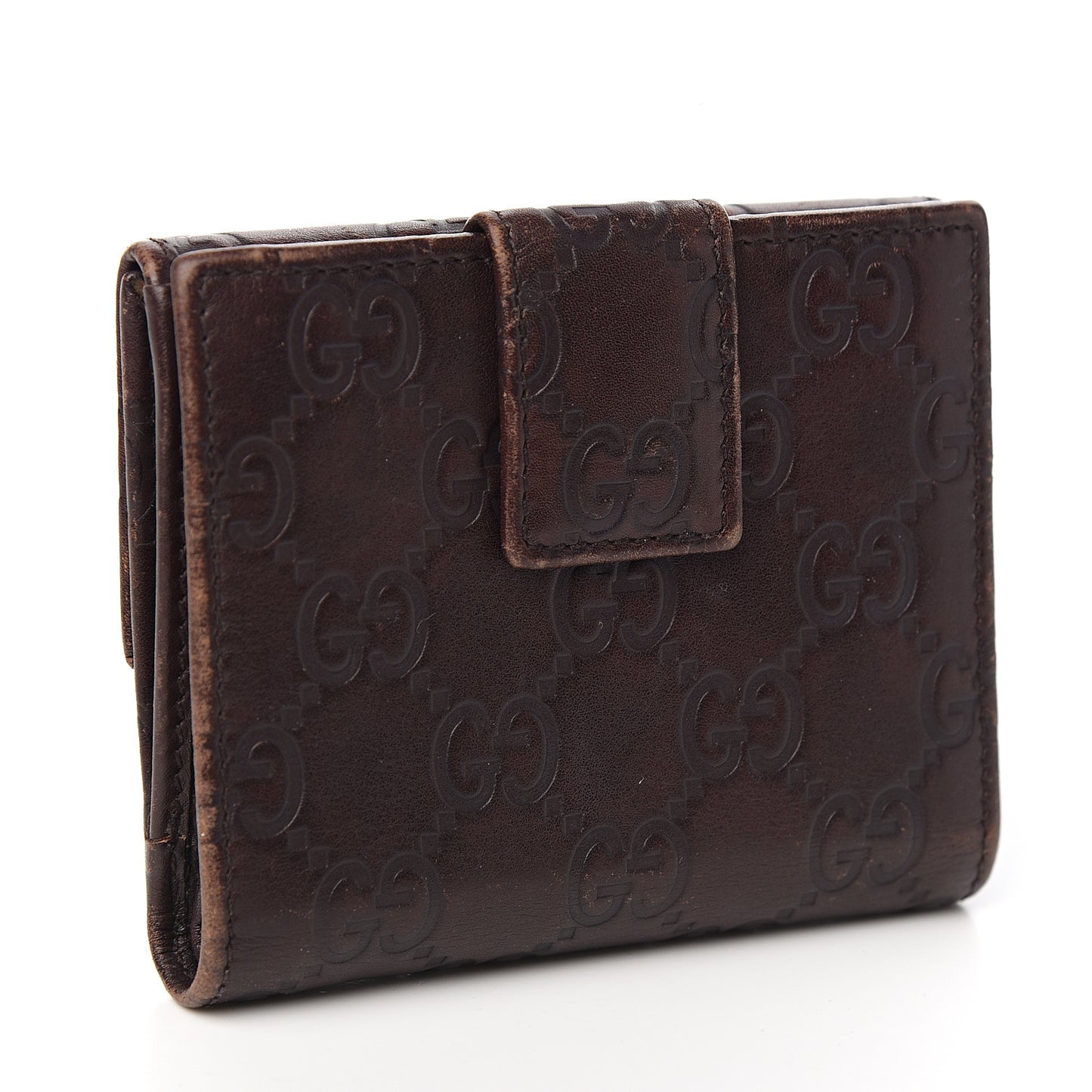 Guccissima Metal Bar French Flap Wallet Dark Chocolate