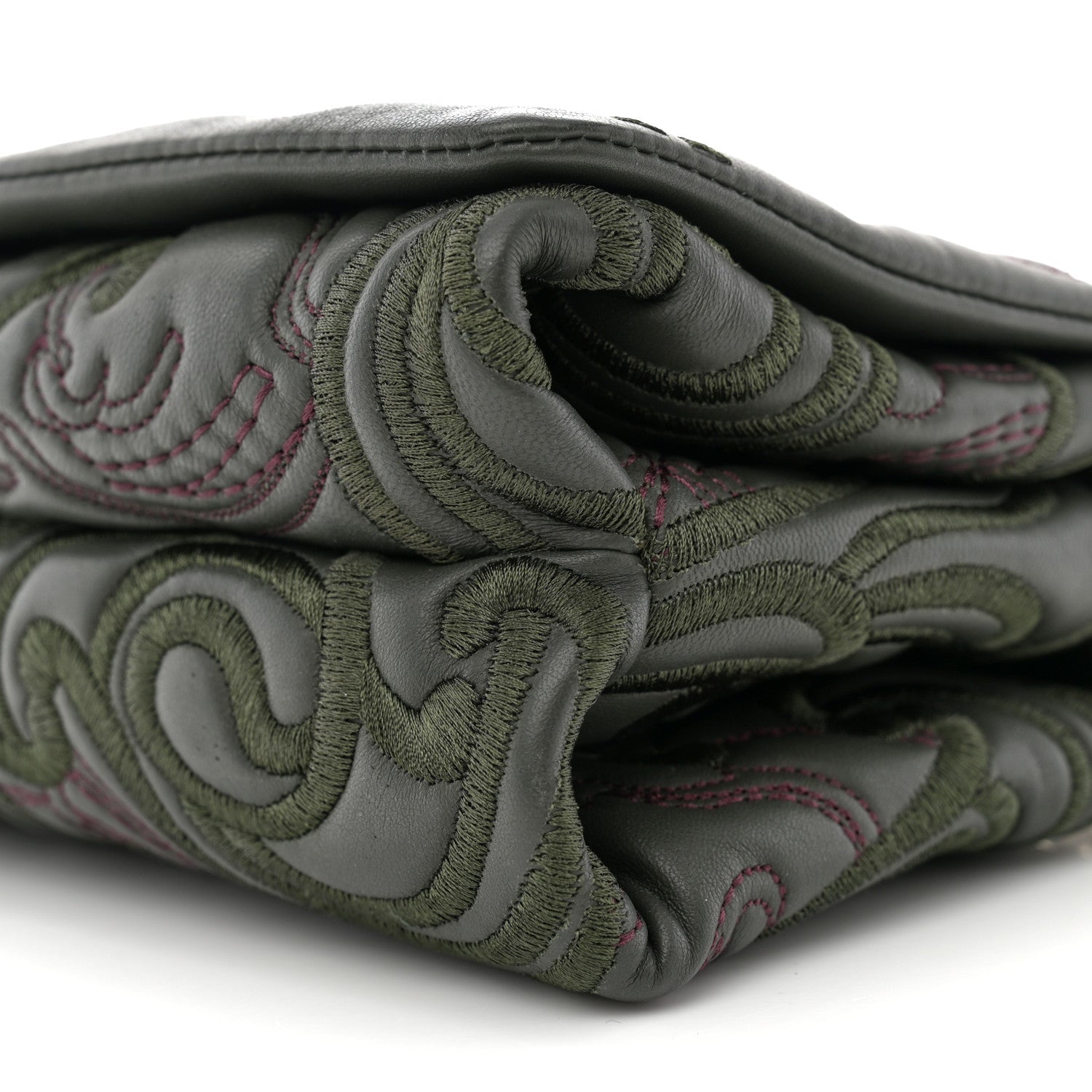 Versace Nappa Embroidered Baroque Palazzo Sultan Shoulder Bag Green 11 of 13