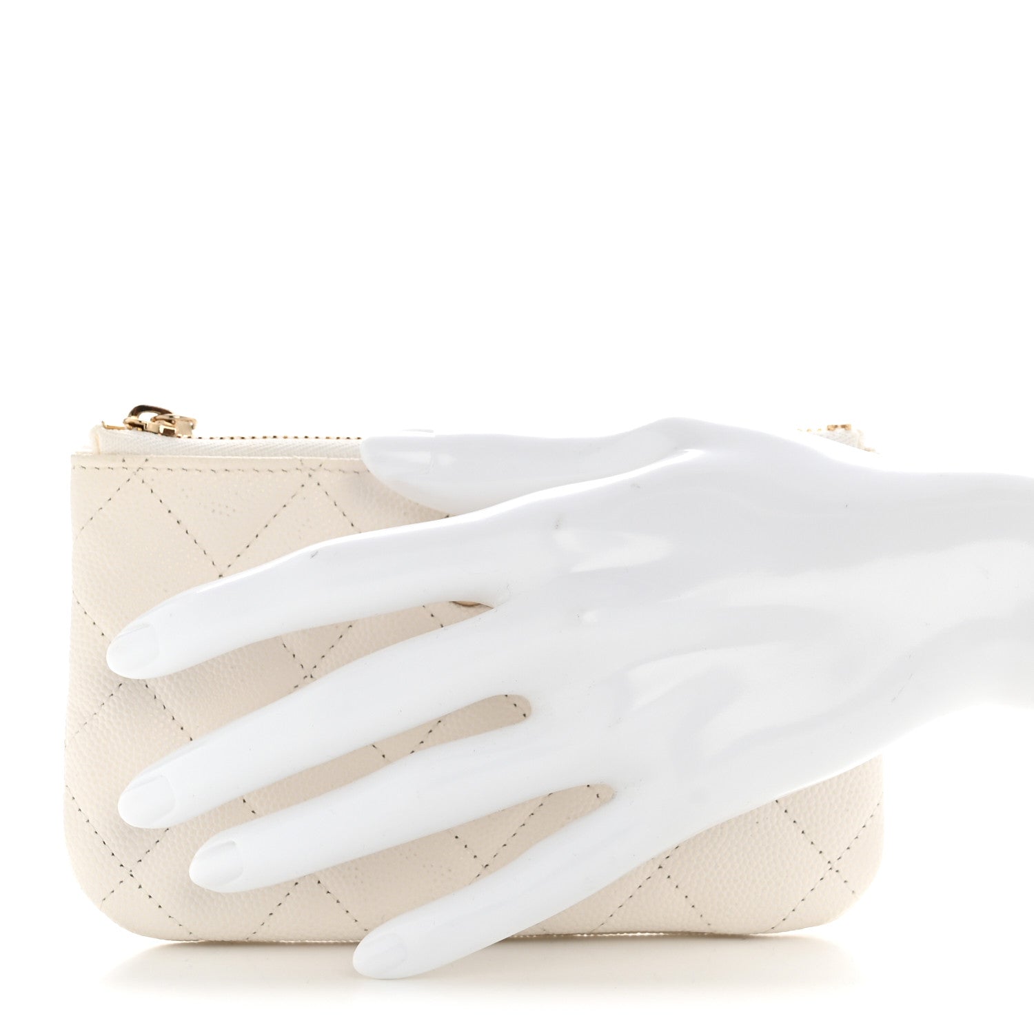 Chanel Caviar Quilted Small Cosmetic Case White 2 of 12